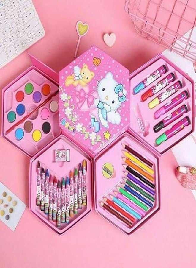 KRISHTI Multicolour 46 Pcs Art Set, Art Box,Art Kit, Kids Painting Set for Kids, Box with Colour Pencil, Crayons, Water Colour, Sketch Pens - Image 1